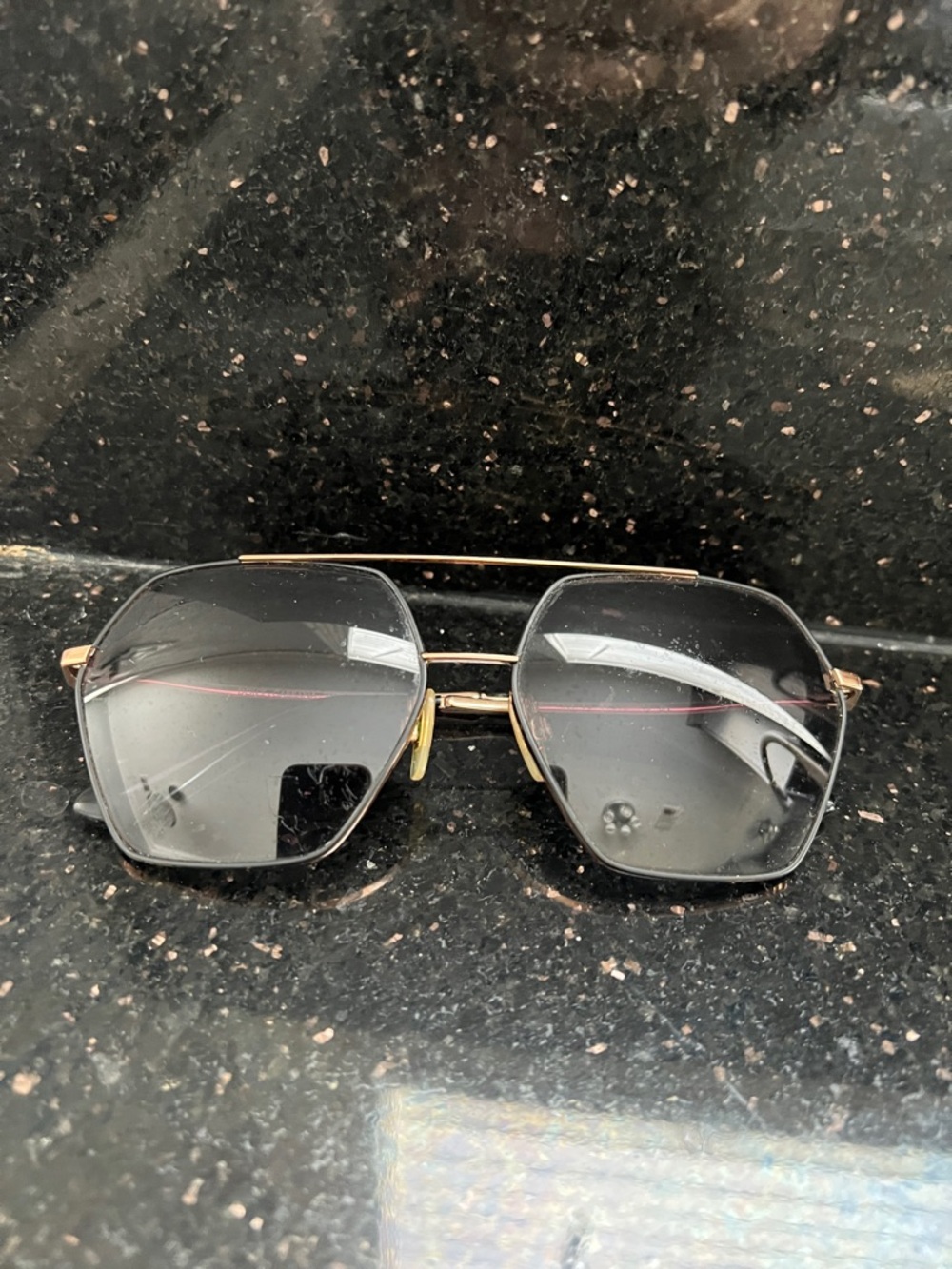 Dolce & Gabbana Gold Frame Gray Gradient Hexagon Sunglasses!Super cute & stylish